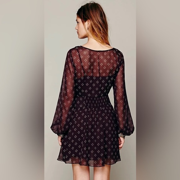 Free People Printed Sheer Chiffon Baby Dee Mini Dress - Picture 7 of 7